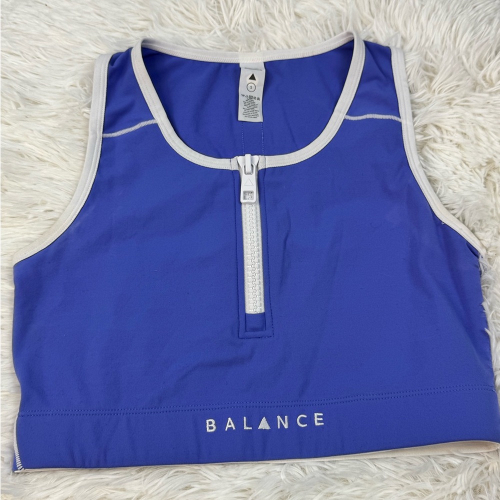 Balance Athletica Blue and White Crop Top